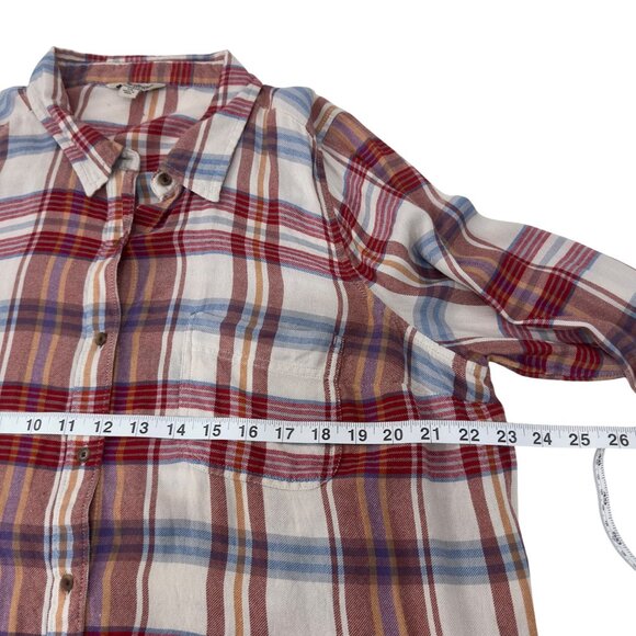 Lucky Brand Womens Plaid Long Sleeve Button-Down Shirt Size 1X Rayon Red & Blue - Picture 5 of 12